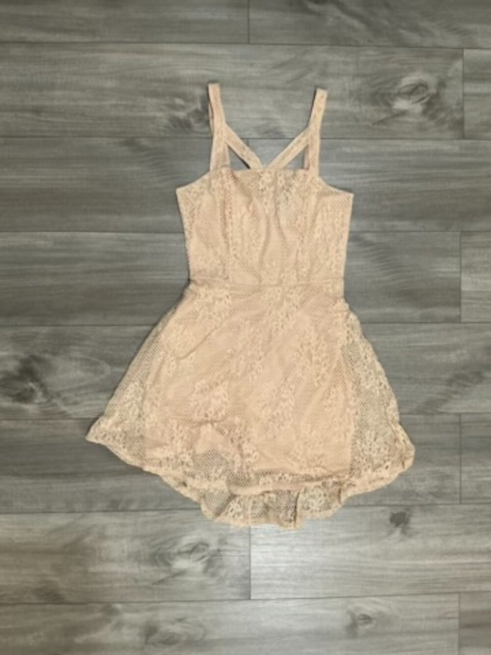Material Girl Nude Lace Fit and Flare Dress Small